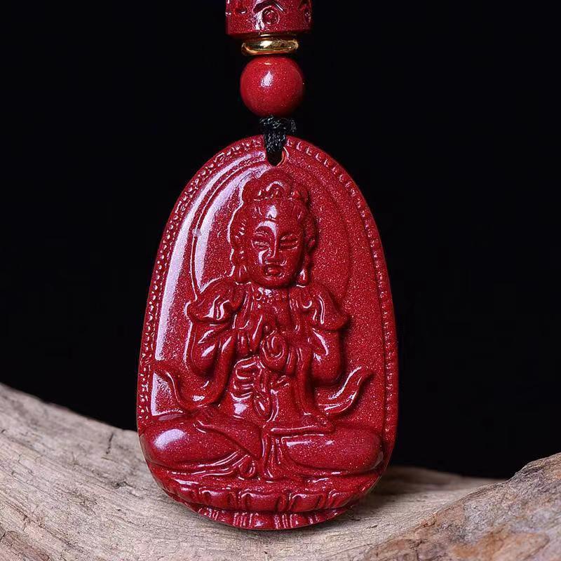 Women's & Men's Natural Cinnabar Buddha Void Tibetan Bodhisattva Pendants