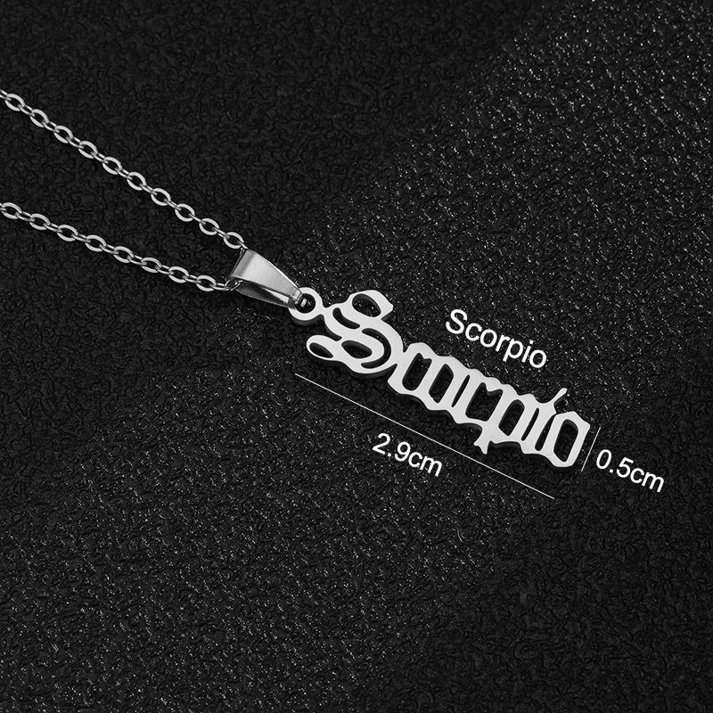 Women's & Men's Constellations Stainless Steel English Letters Titanium Clavicle Pendants