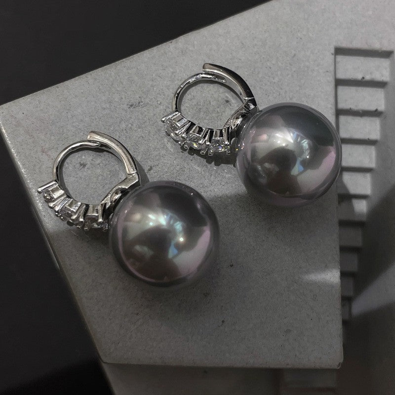 Flour Light Milky White Pearl Female Sterling Earrings