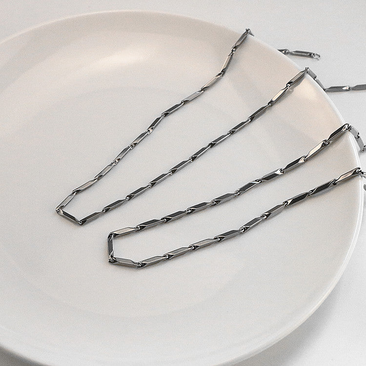 Men's Titanium Steel Bevel Chain Metal Hip Hop Necklace