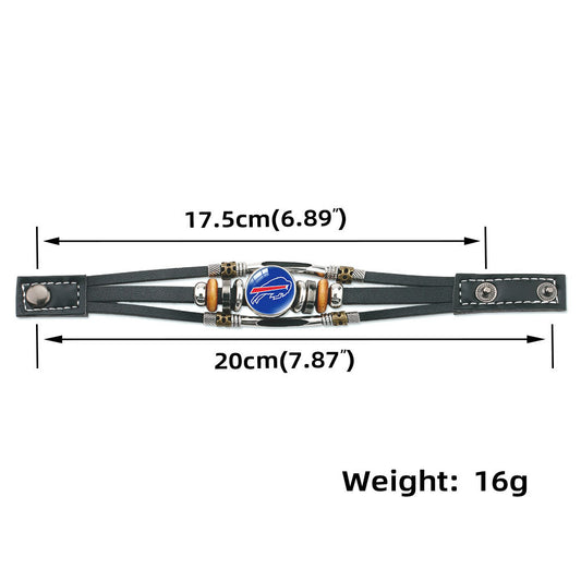 Genuine Leather Hand Professional Rugby League Team Time Stone Bracelet