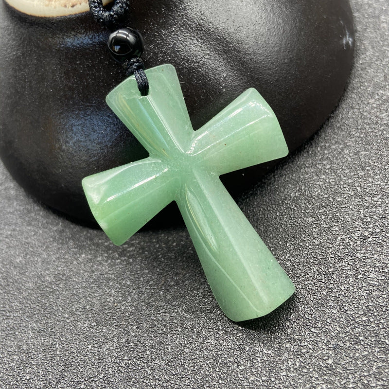 Stone Christmas Gift Agate Woven Cross Sweater Pendants