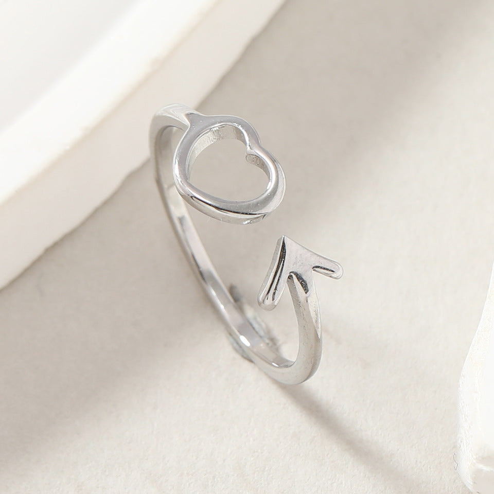 Design Cut Hollow Heart Arrow Opening Ring