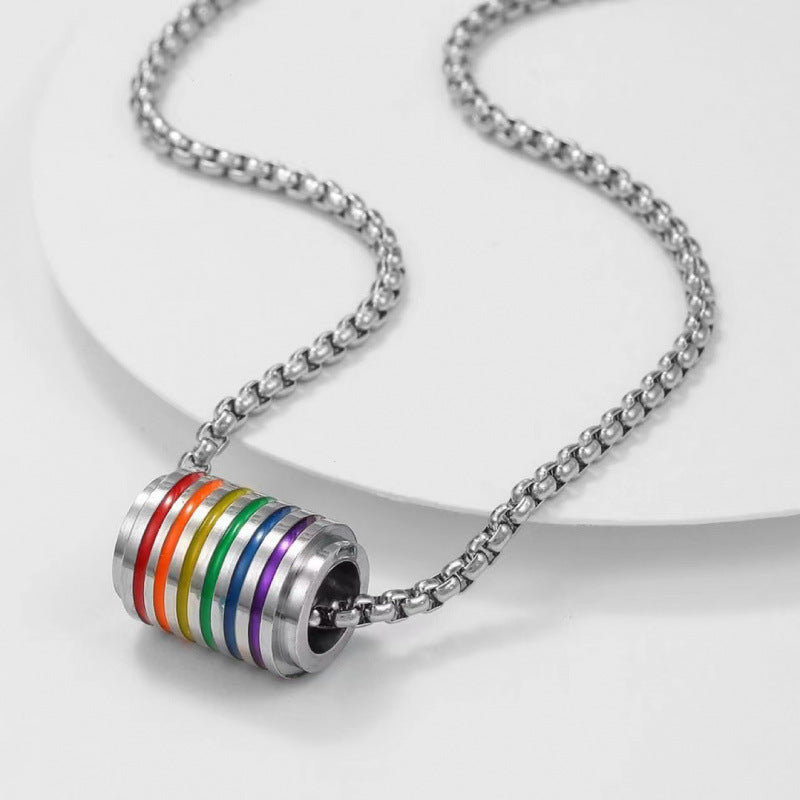 Fashion Stainless Steel Rainbow Titanium Design Necklace