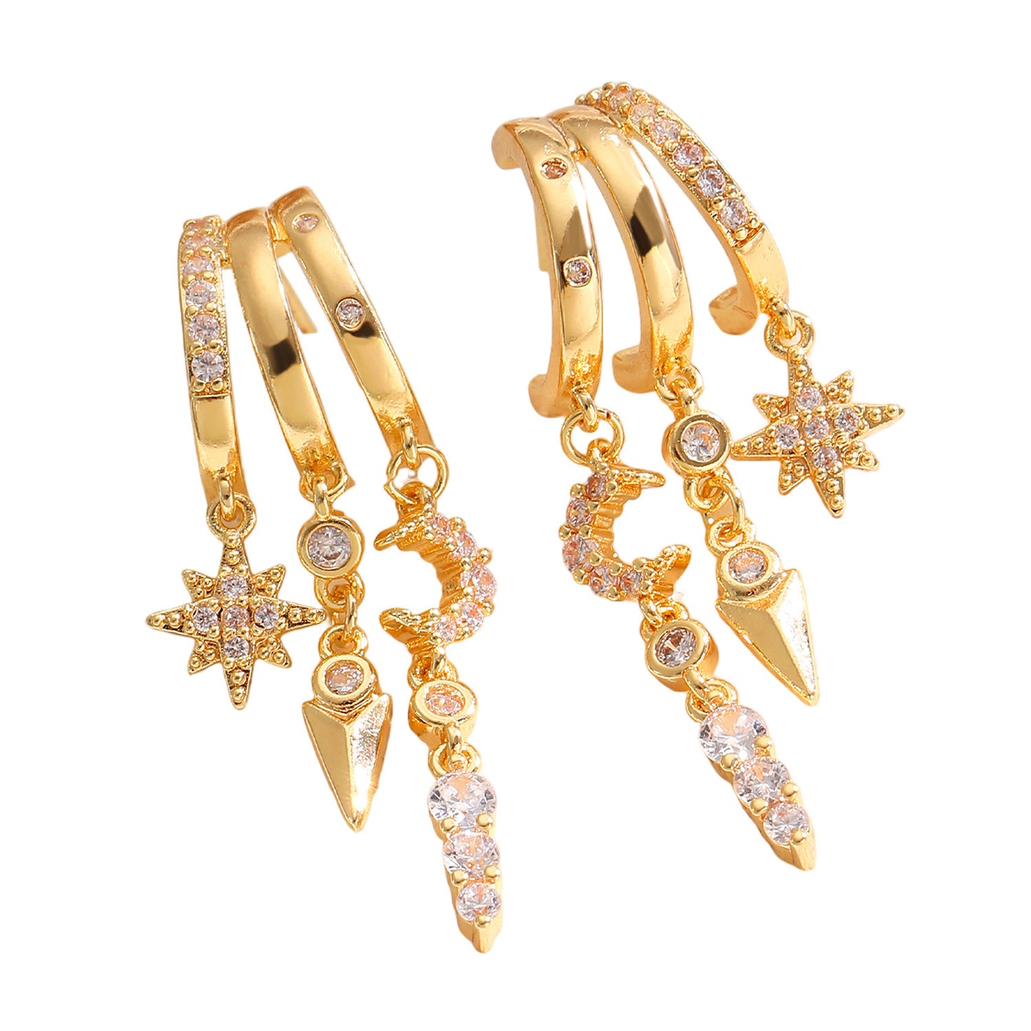 Women's Luxury Fashion Electroplated Personalized Creative Design Inlaid Zircon Sense Stud Earrings