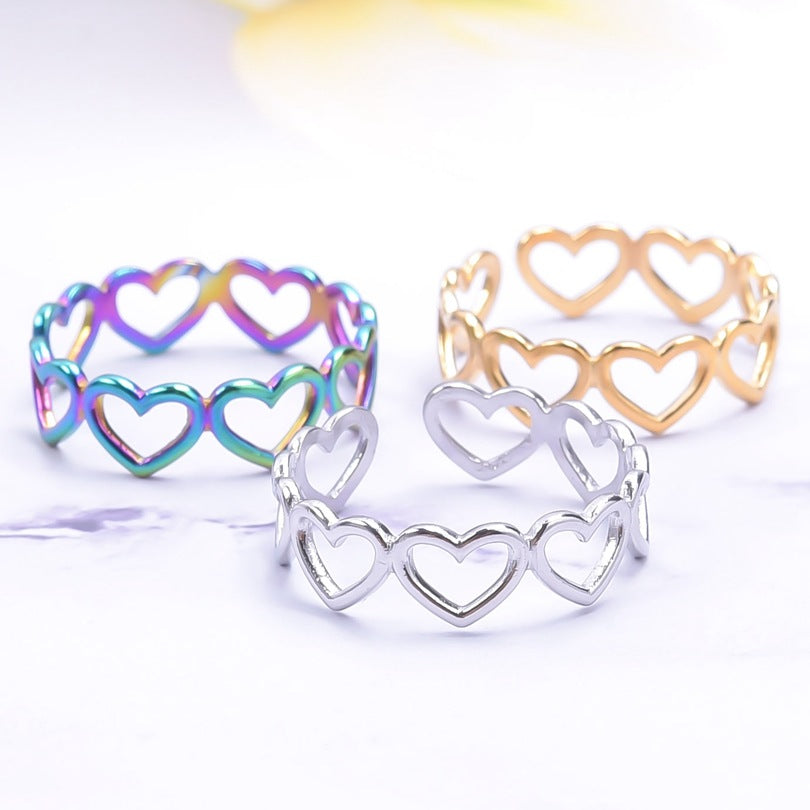 Love Minority Simple Opening Adjustable Colorful Rings