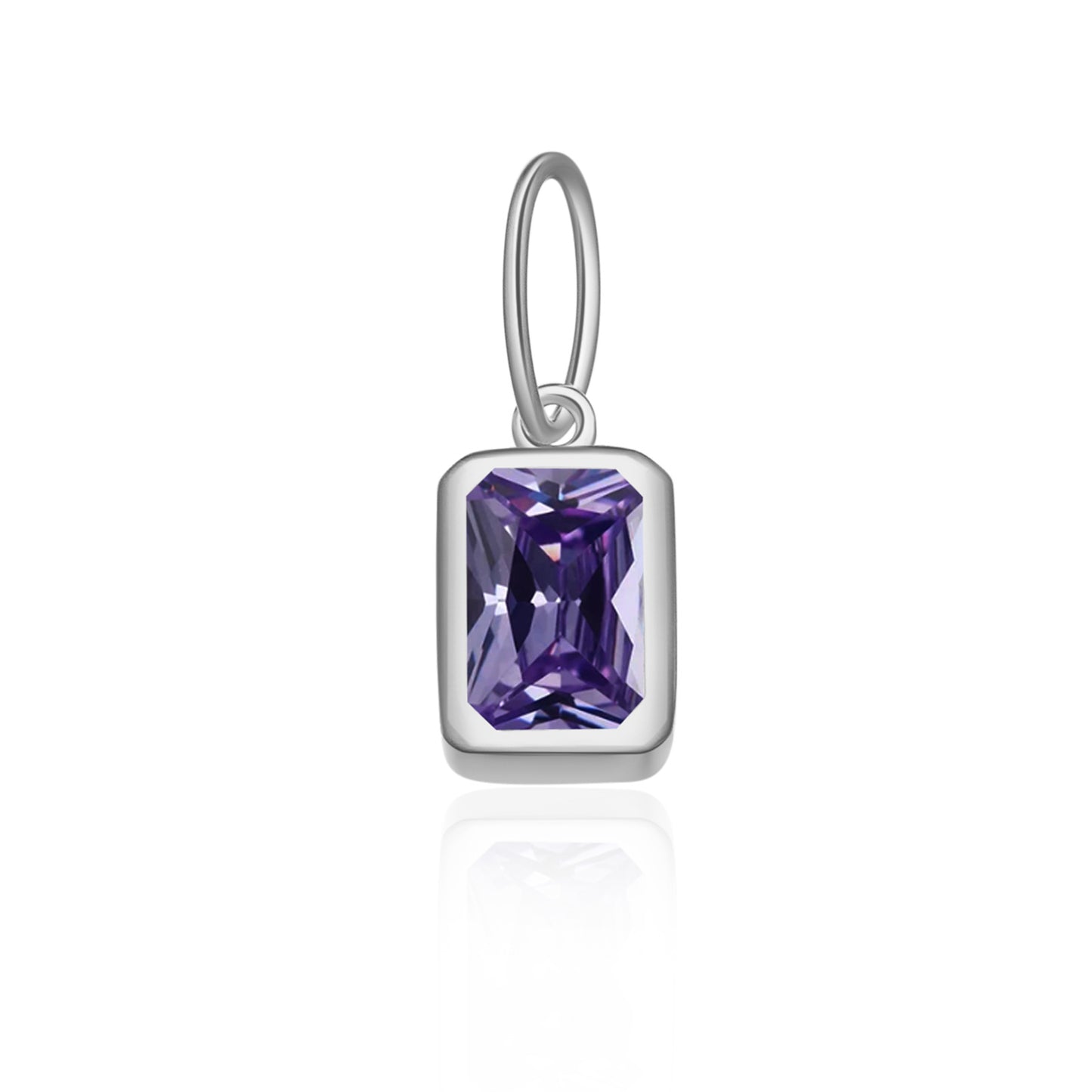 Women's Birthstone Sterling Sier Parts Square Zircon Pendants