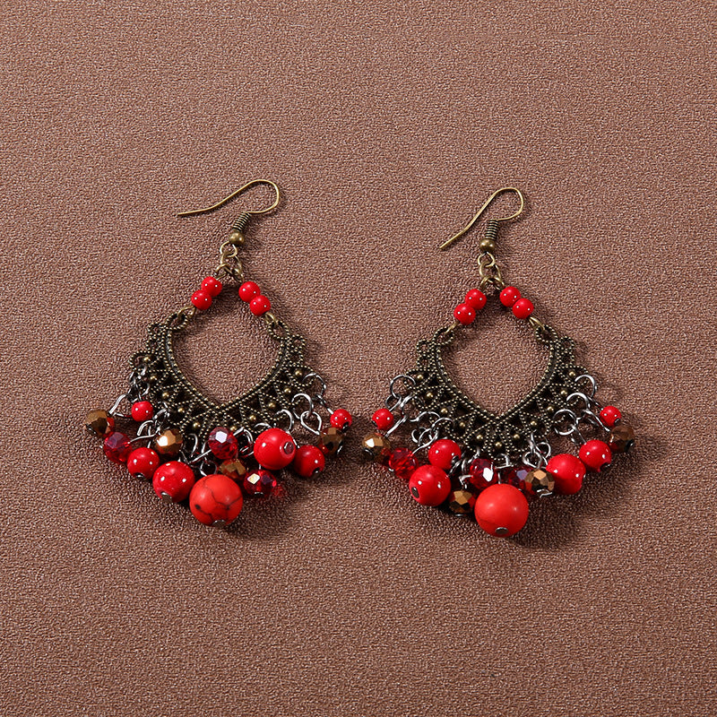 Tassel Turquoise Retro Minority Ethnic Style Graceful Personality Tibetan Earrings