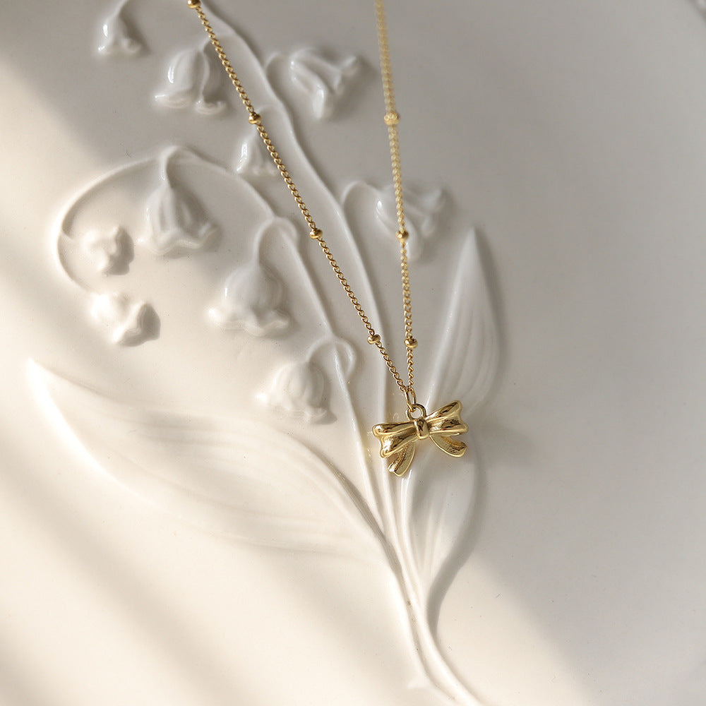 Design Niche Gold-plated Bow Female Clavicle Chain Necklace