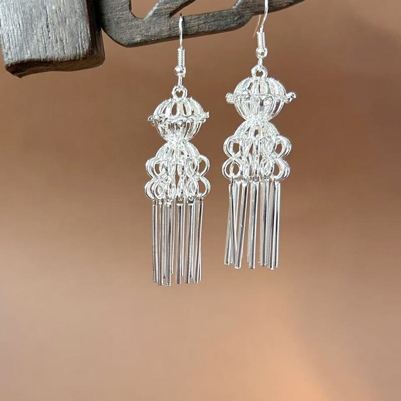 Sier Ethnic Style Peacock Retro Ear Hook Vintage Scenic Spot Earrings
