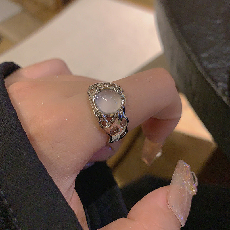 Design Cold Style Opal Open Female High-grade Personality Liquid Texture Ring