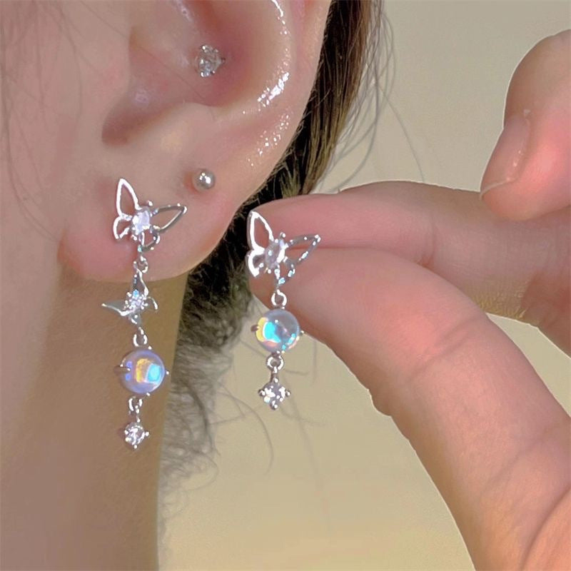Court Retro Imitation Glaze Color Diamond Stud Earrings