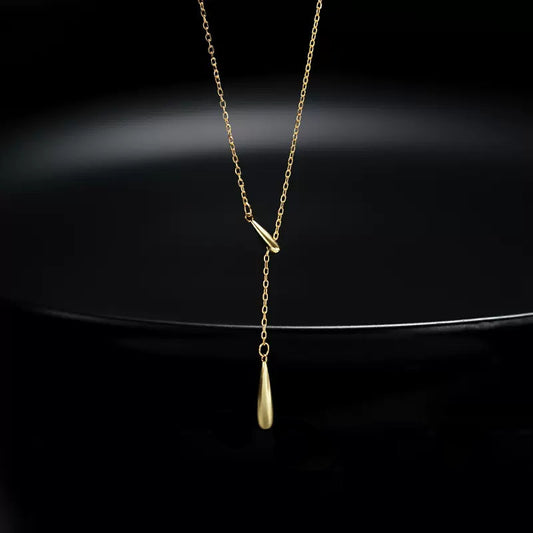 Women's Sterling Sier Tassel Water Drop French Style Minimalist Light Necklaces