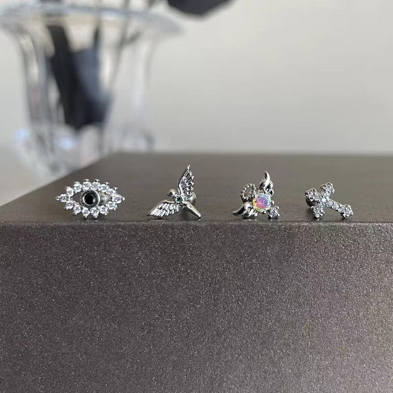 Chinese Style Cool Exquisite Devil's Eye Cross Combination Needle Temperament Rings