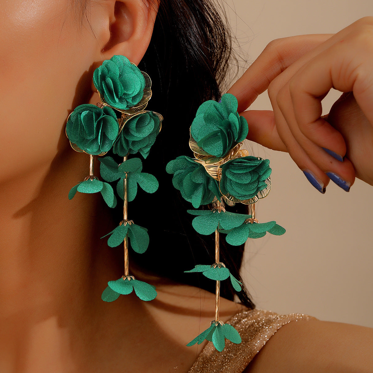Chiffon Flower Tassel Summer Beach Vacation Rings