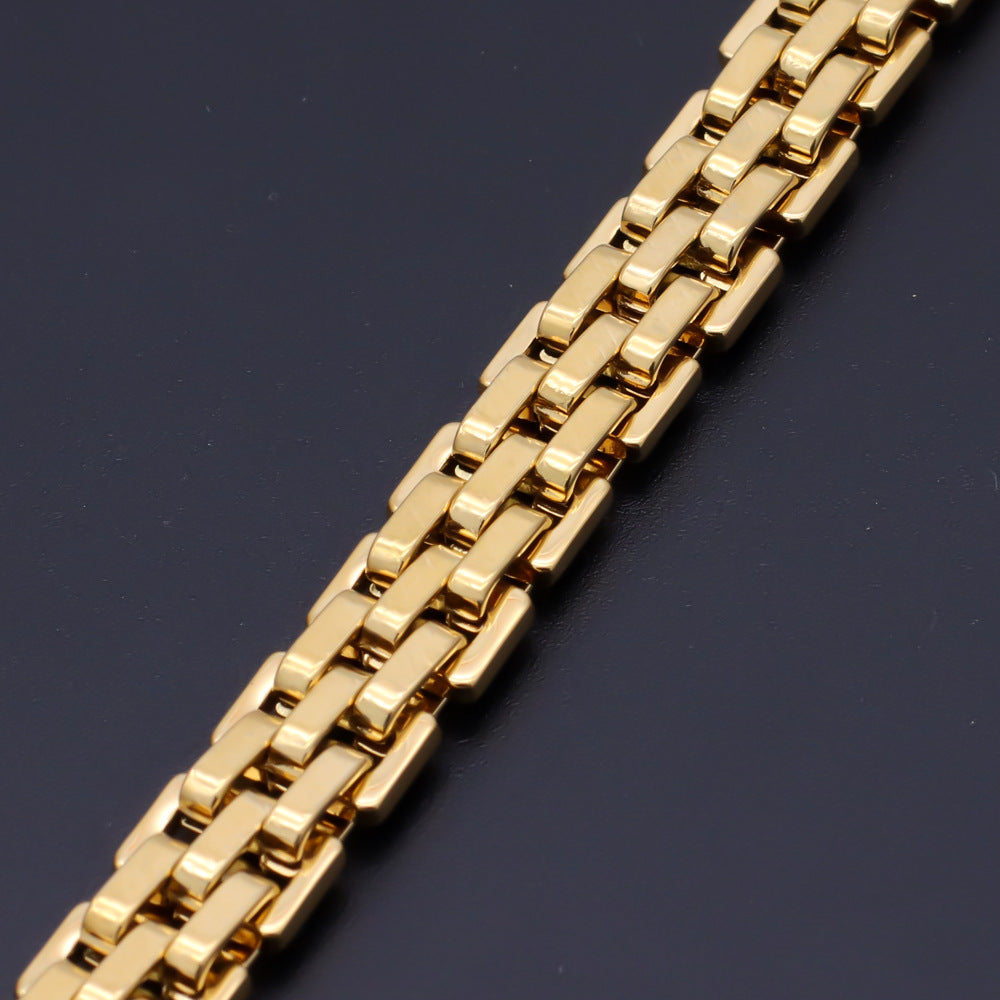 Men's Trendy Stainless Steel Wristband Wide Surface Simple Low Profile Light Bracelet