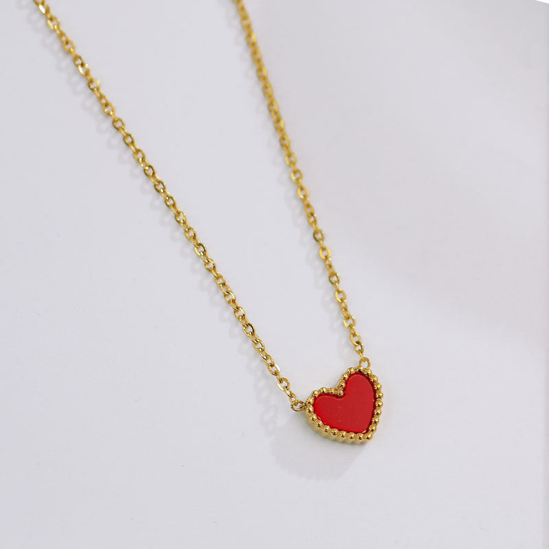 Peach Heart Korean Style Red Double-sided Love Titanium Necklaces