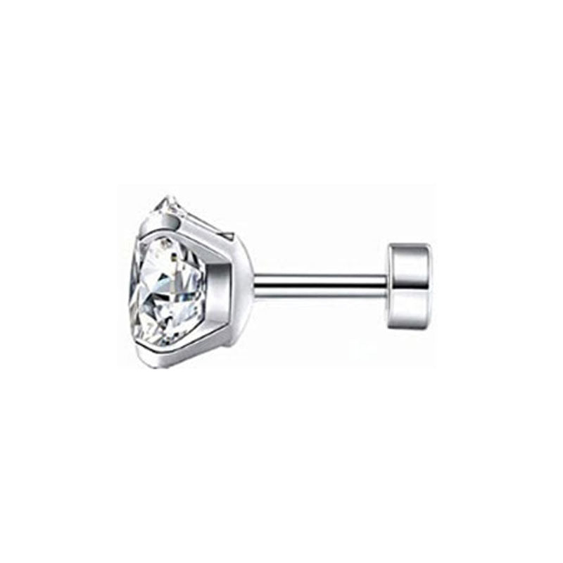 Women's & Men's Stainless Steel Integrated Inlaid Zircon Round Bottom Small Ear Stud Earrings