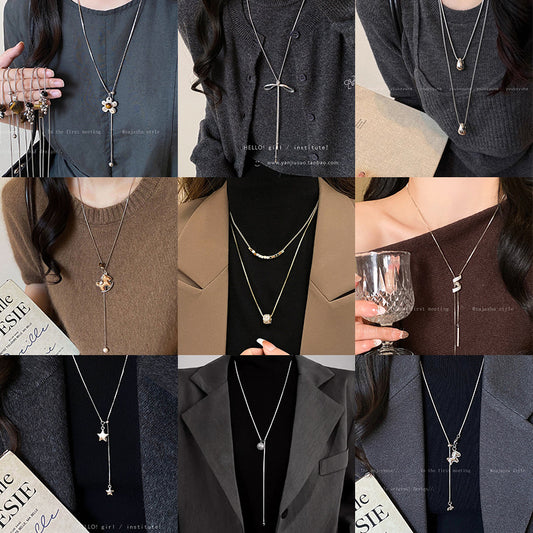 Women's Flower For Light Luxury Minority Design Vintage Sweater Chain Everyday Necklace