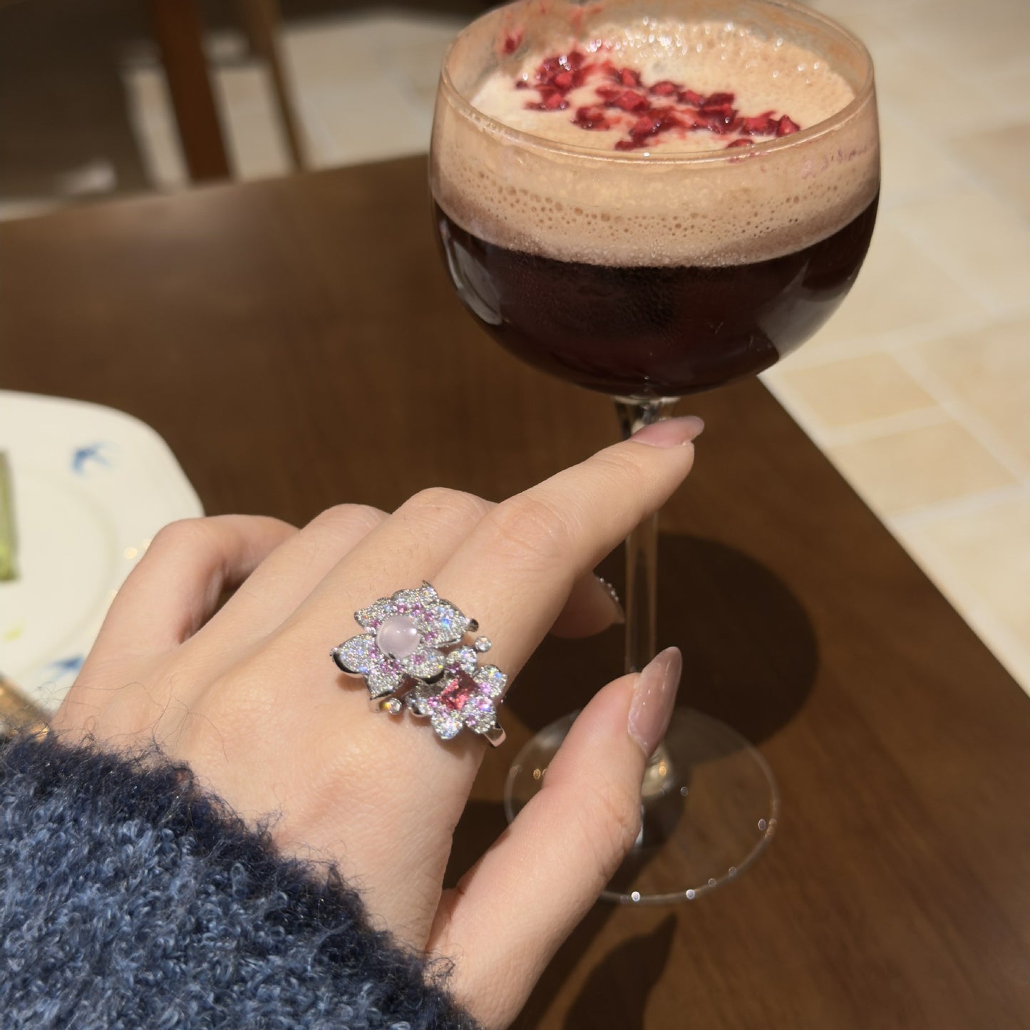 Exquisite Full Zirconium Double Flower Elegant Affordable Luxury Fashion Ring