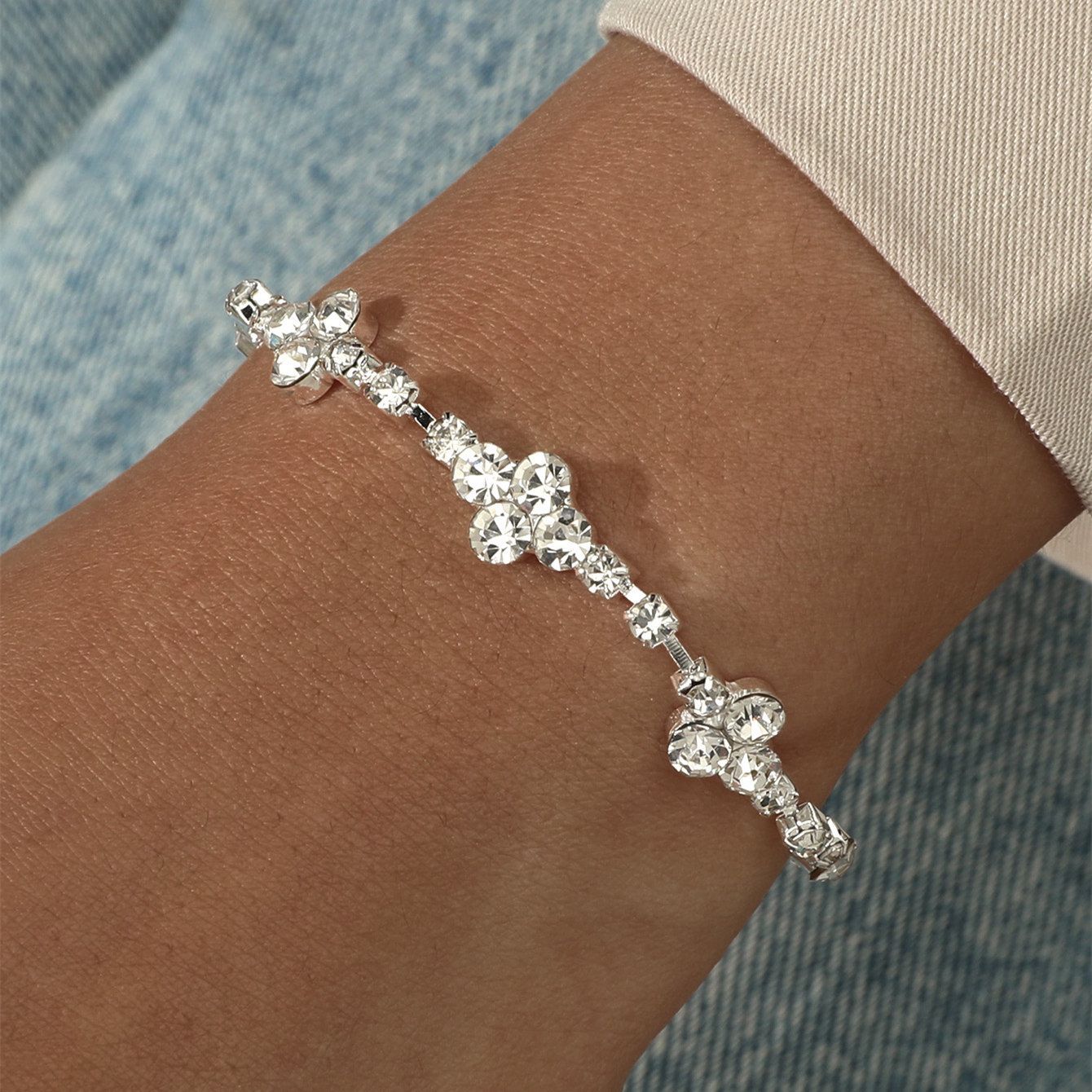 Fashion Rhinestone Female Bride Full Diamond Wedding Bracelets