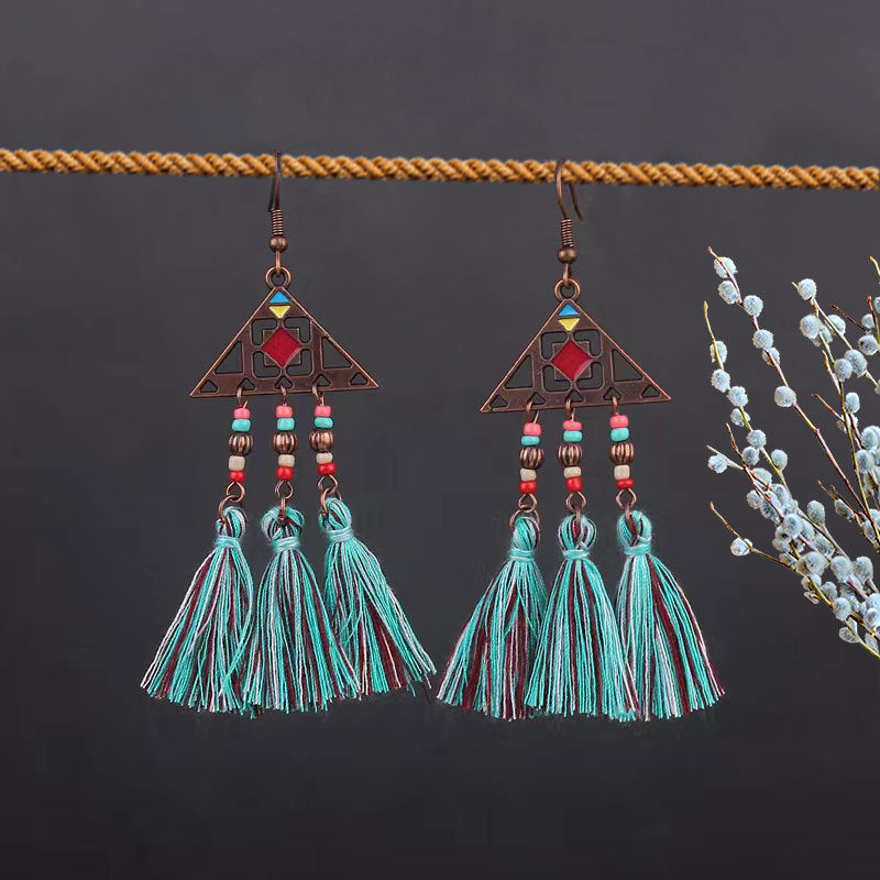 Ethnic Style Long Fringe Exotic Holiday Trip Earrings