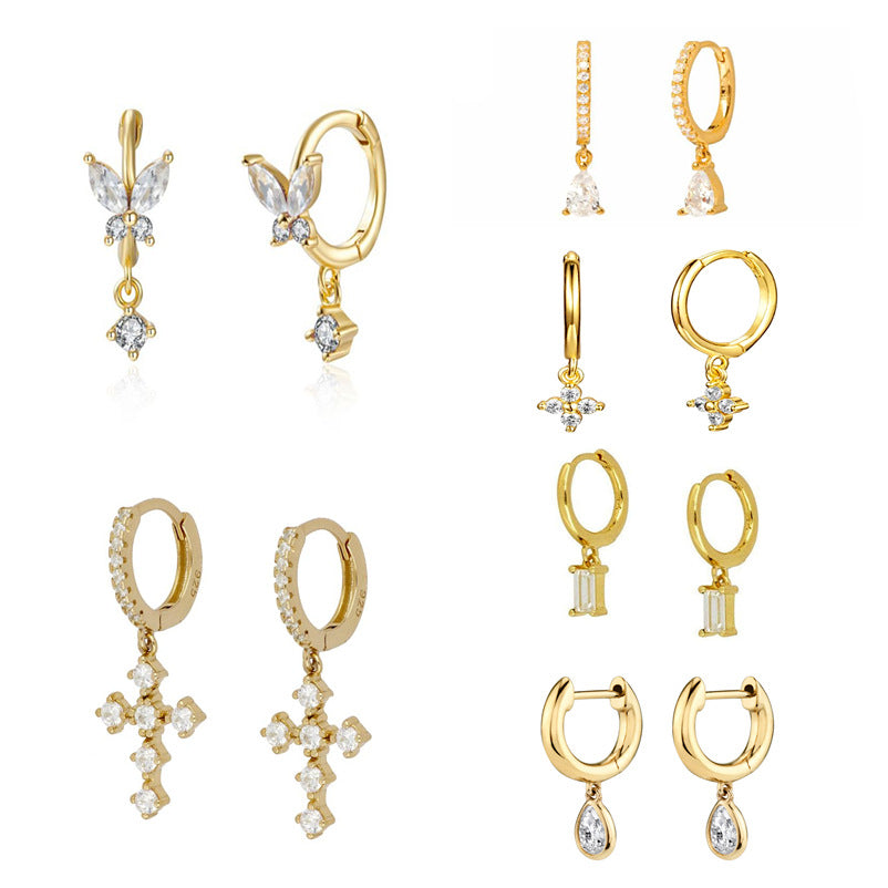 French Entry Lux Geometric Inlaid White Diamond Simple Rings