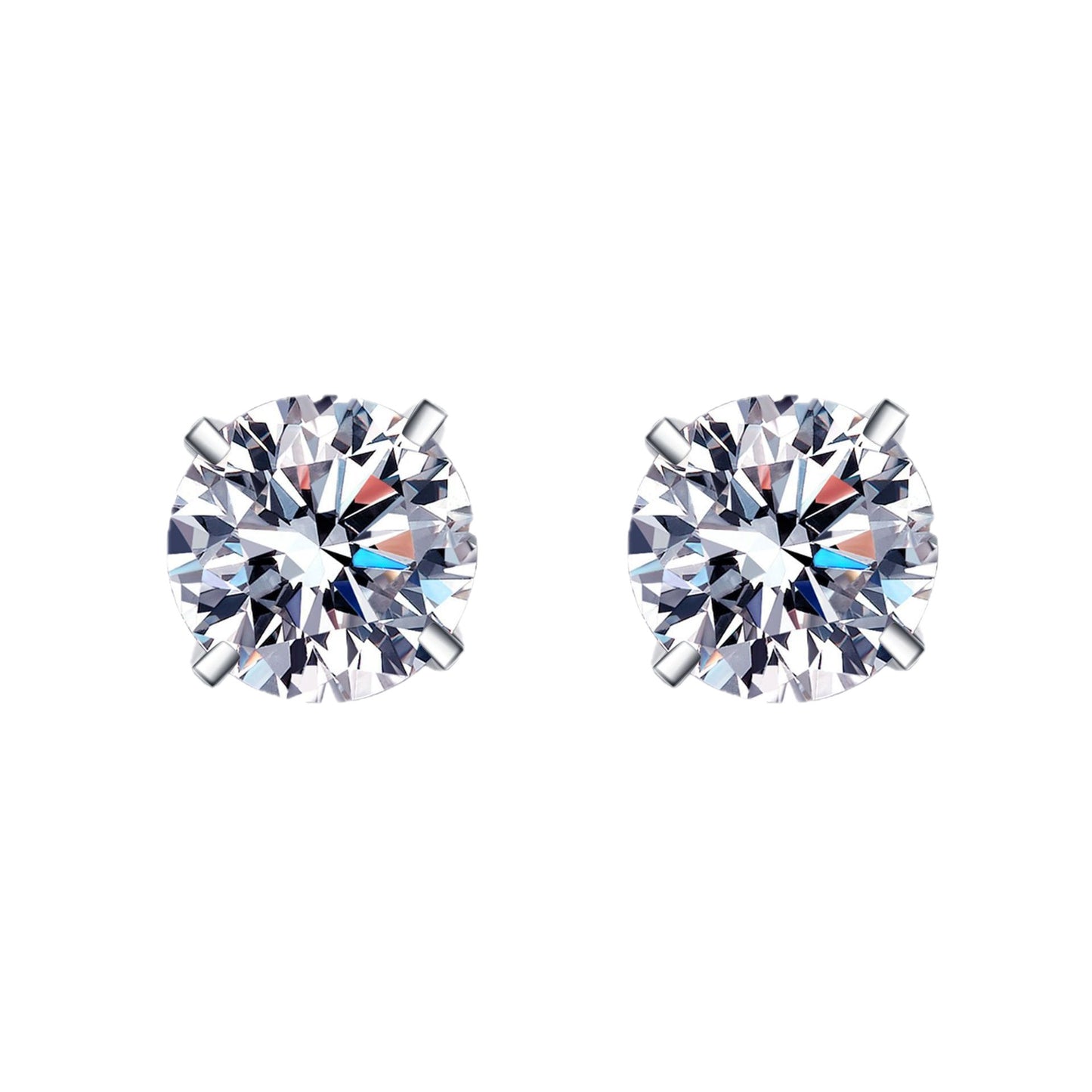 Sterling Sier Ear Divided Into Karat 2 Moissanite Stud Earrings
