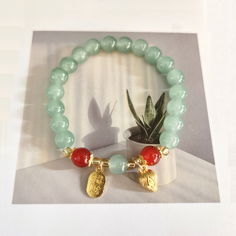 Four-leaf Clover Gold Silk Gourd High-grade Female Girlfriends Fresh Bracelets