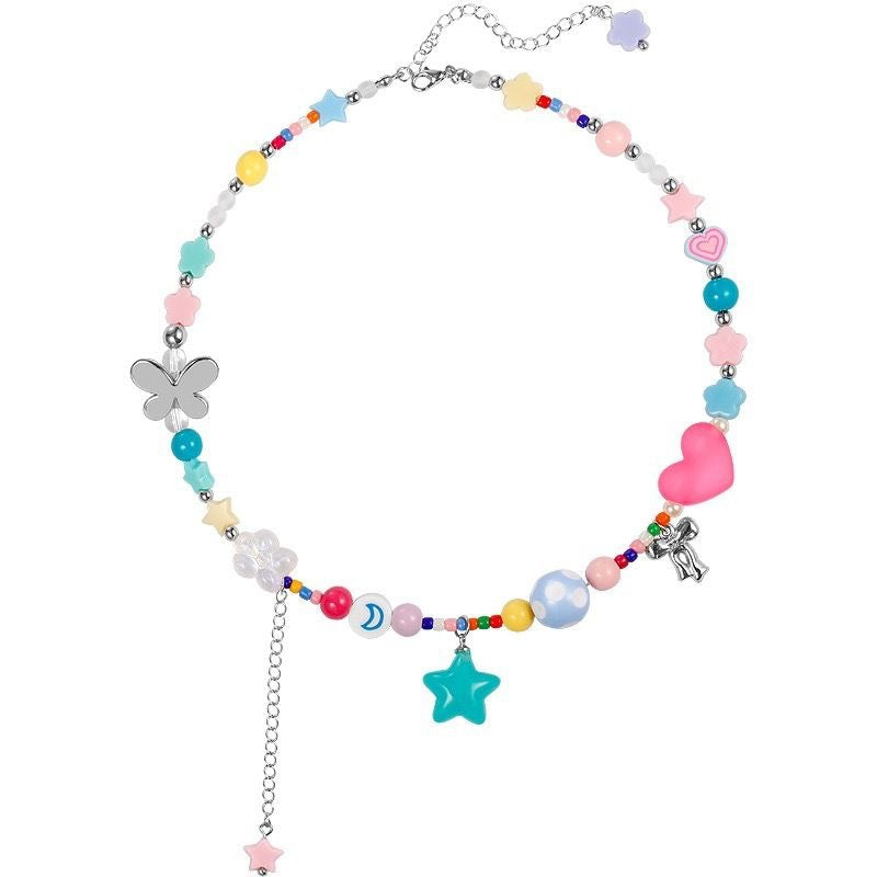 Meteor Colorful Beaded Female Niche Design Sweet Cool Hot Clavicle Necklace