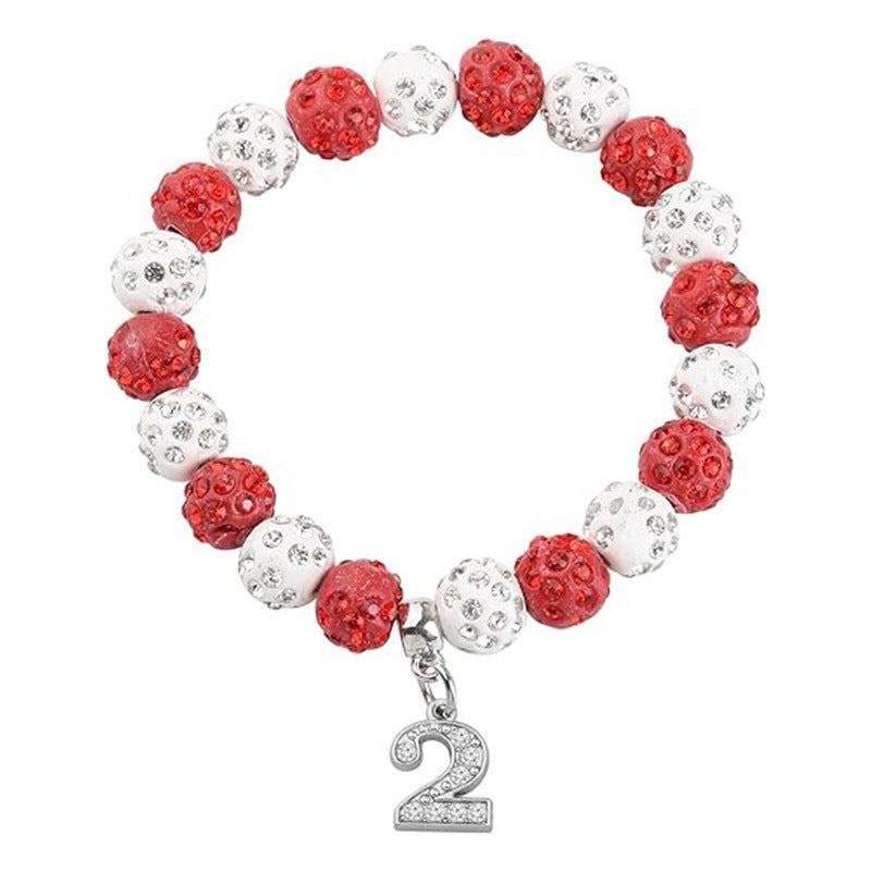 Rhinestone Round Beads Elastic Silk Beaded Metal Bracelet