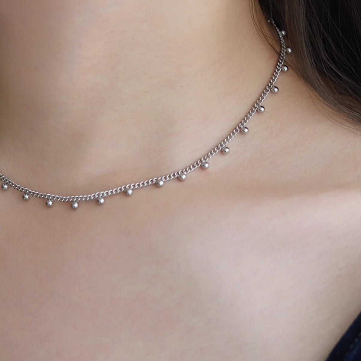 Golden Beads Beanie High Twin Clavicle Necklace