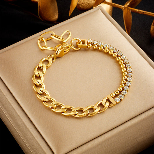 Thick Chain Titanium Steel Metal Punk Hip Hop Bracelet