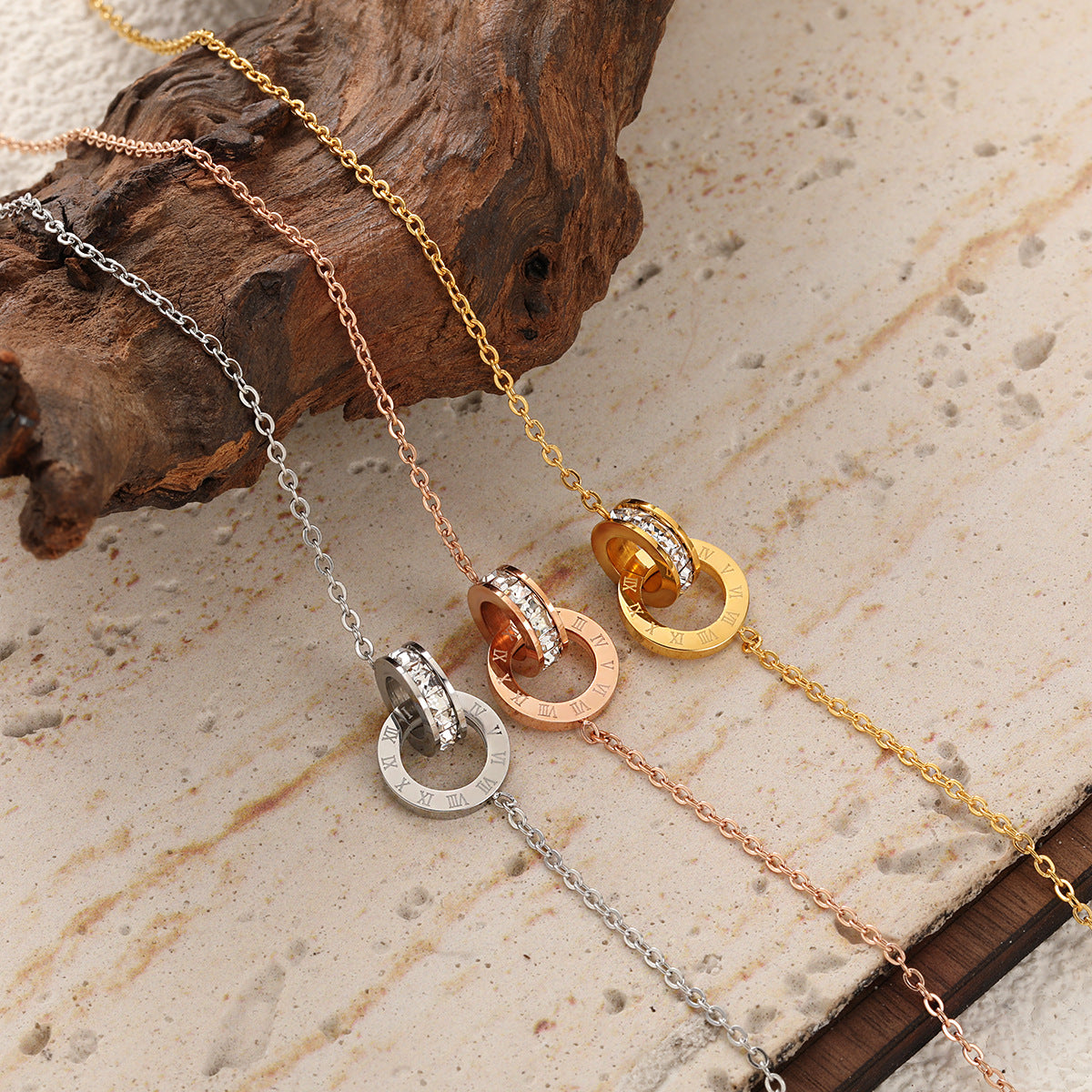 Women's Personality Affordable Luxury Roman Numerals Double Fashion Simple Necklace
