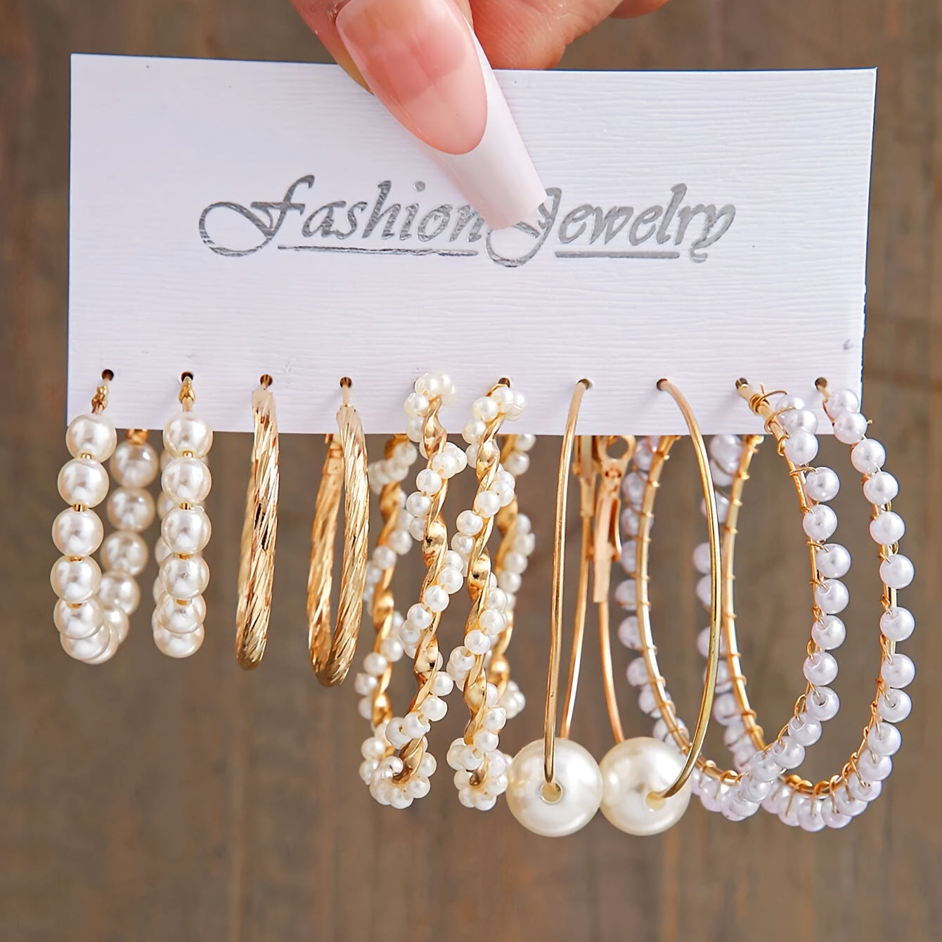 Women's Pearl Alloy Square Geometric Combination Earrings