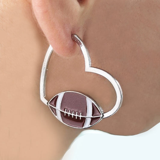 Metal Rugby Sports Theme Big Ear Basketball Earrings
