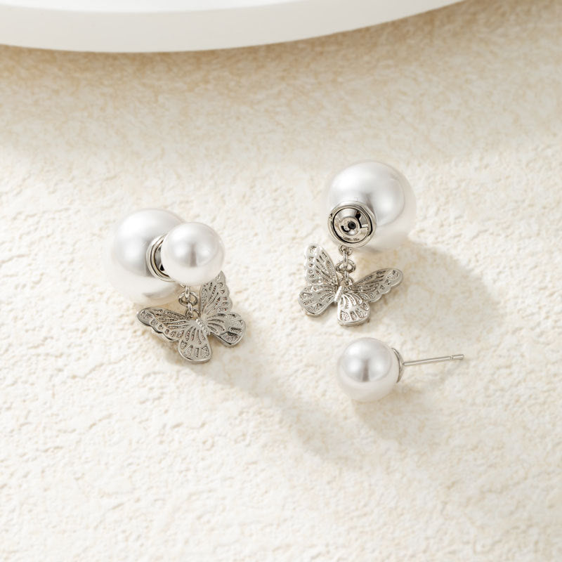 Pearl Butterfly Fashion Affordable Luxury Style Hollow Niche High-grade Stud Earrings