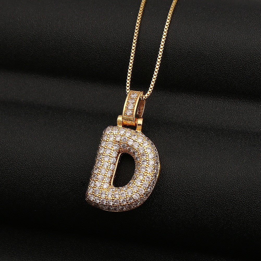 Balloon English Letter Female Inlaid Zircon Necklaces