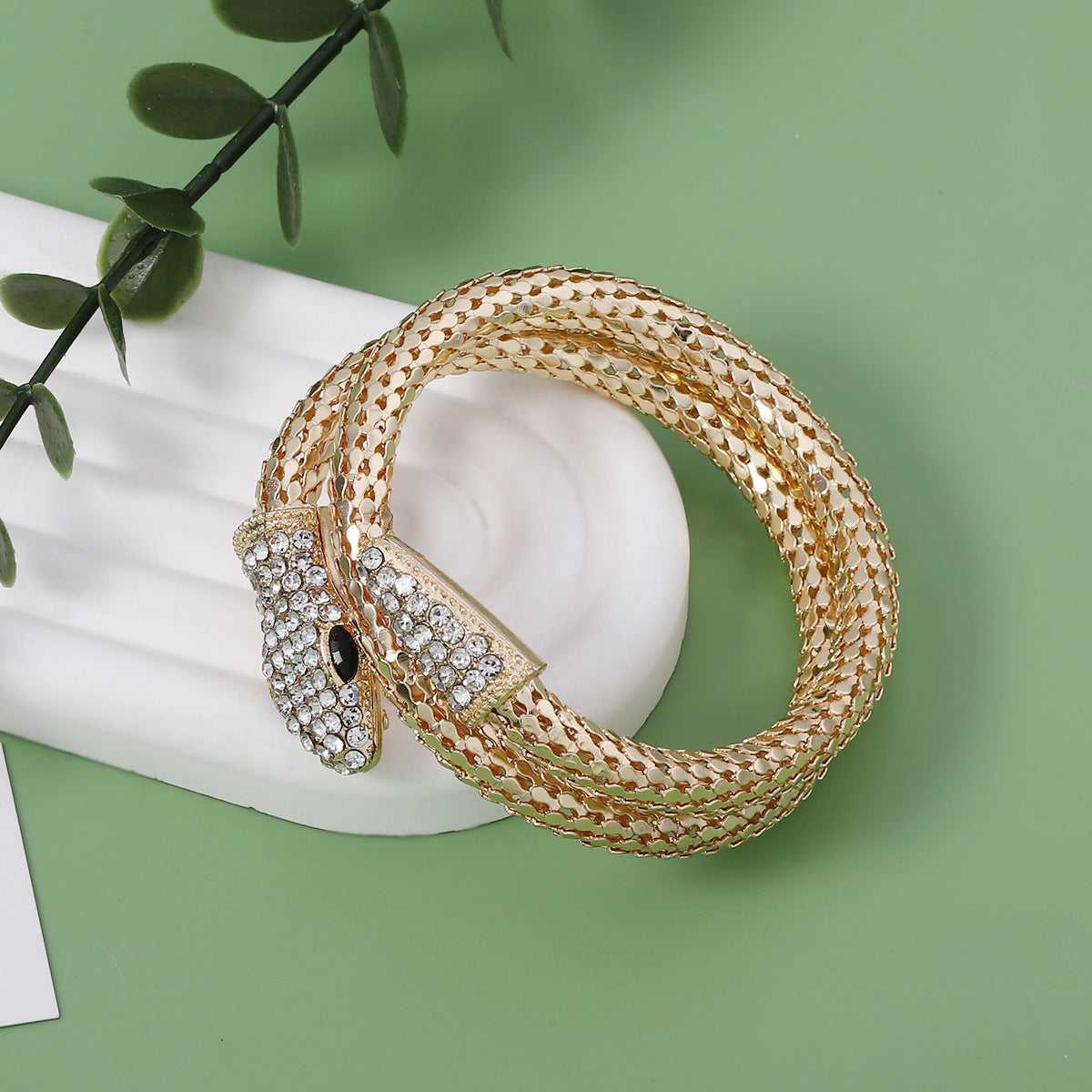 Women's & Men's Hop Punk Snake Personality Micro Inlaid Zircon Winding Niche Couple Bracelets