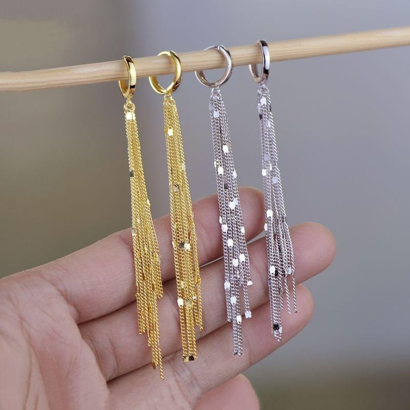 Fairy Tassel Ear Clip Female Graceful Fashionable Trendy Personality Metal Earrings
