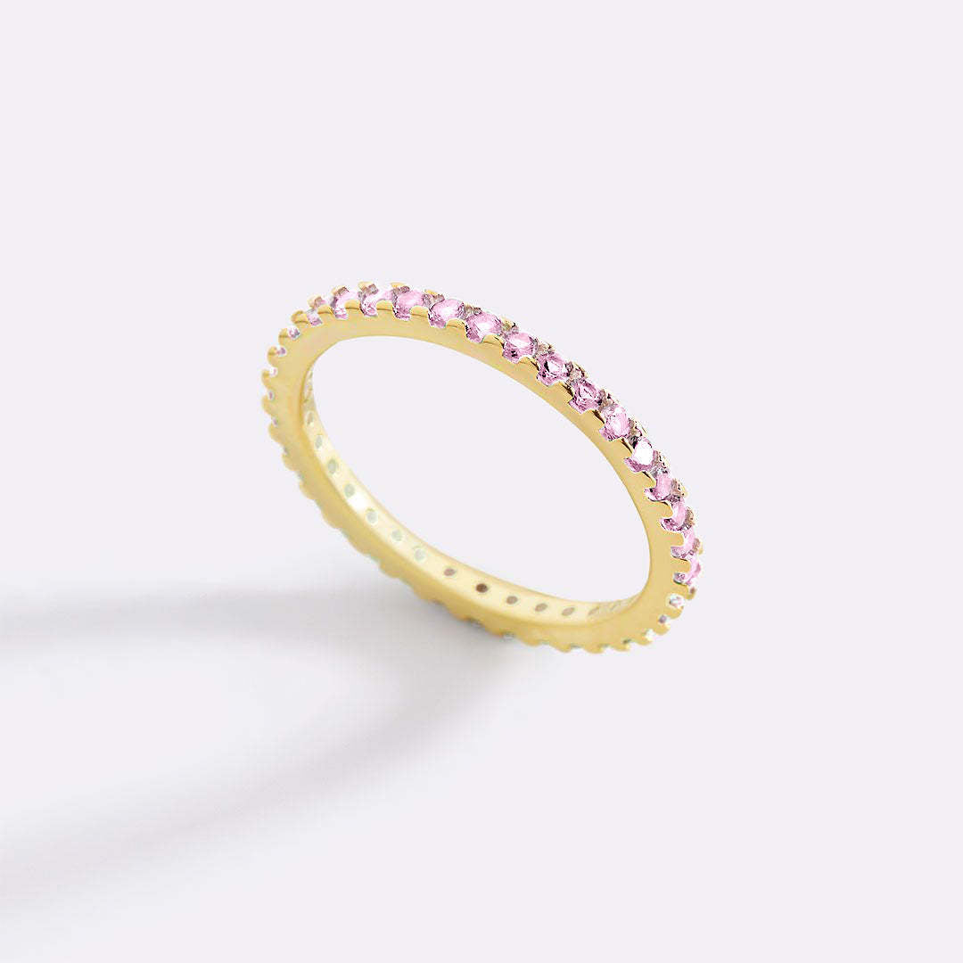 Women's Colorful Full Diamond Twin Birthstones Zircon Niche Rings