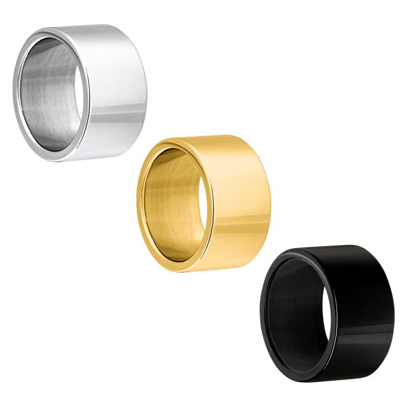 Men's Ornament Wide Glossy Titanium Steel Punk Rings