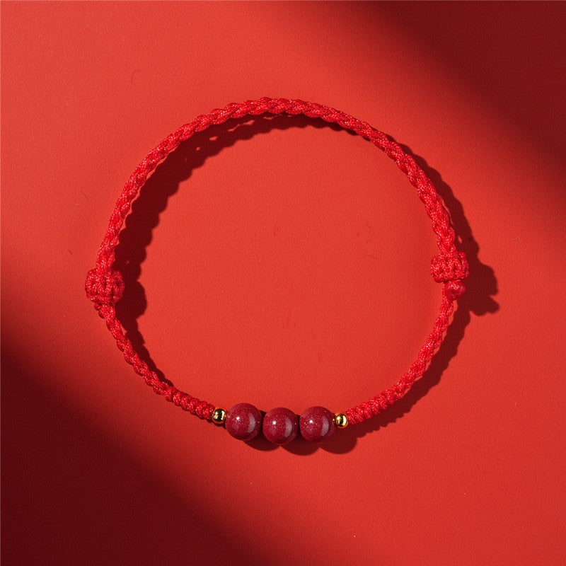 Life Red Rope Woven Cinnabar Jade Ethnic Style Advanced Bracelets