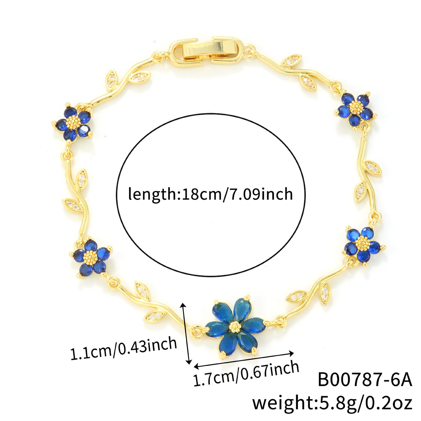 Petals Flower Leaf Zircon Design Personality Daily Birthday Bracelet