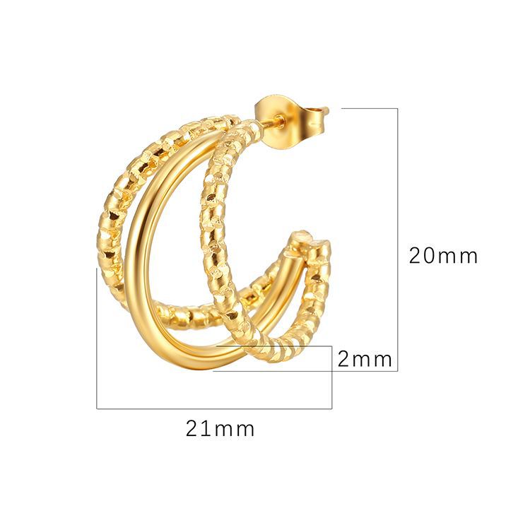 Women's Gold-plated Pattern Line Stainless Steel Trendy Earrings