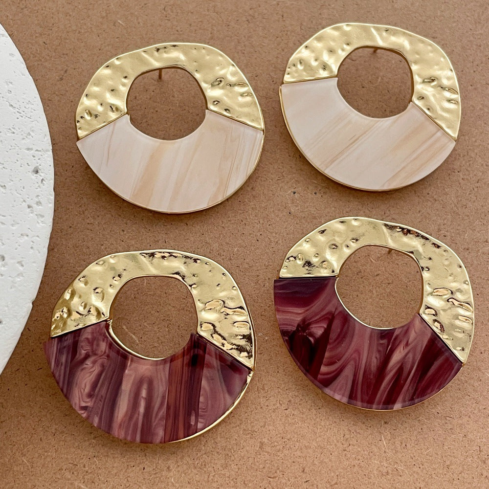 Women's Stitching Round For Niche Design High-key Dignified Ear Earrings