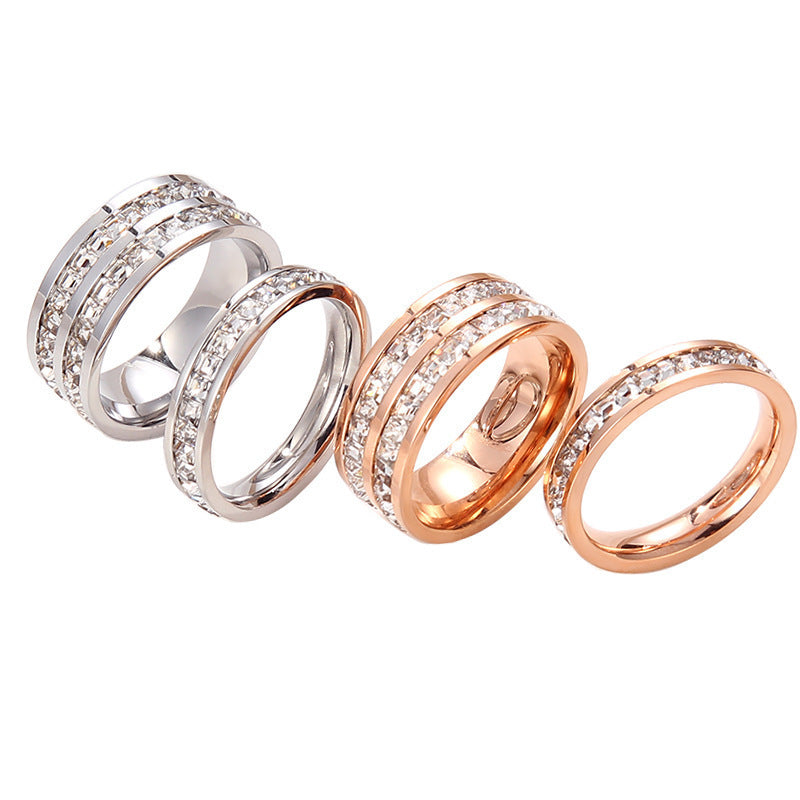 Row Diamond Female Titanium Steel Full Fashion Niche Rings