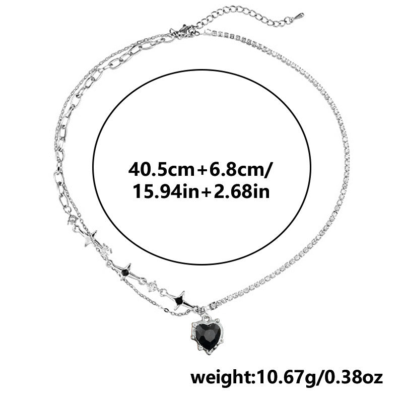Women's Cool Hot Style Purple Rhinestone Heart Advanced Necklace
