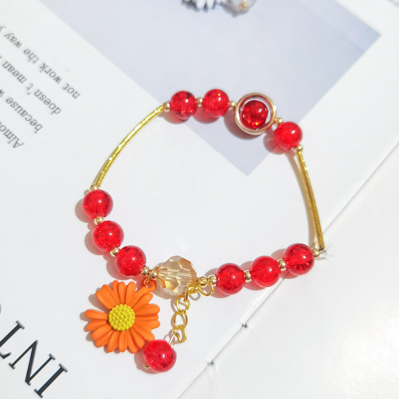 Women's Daisy Fashion Sweet Girly Single Circle Beaded Hand Bracelets