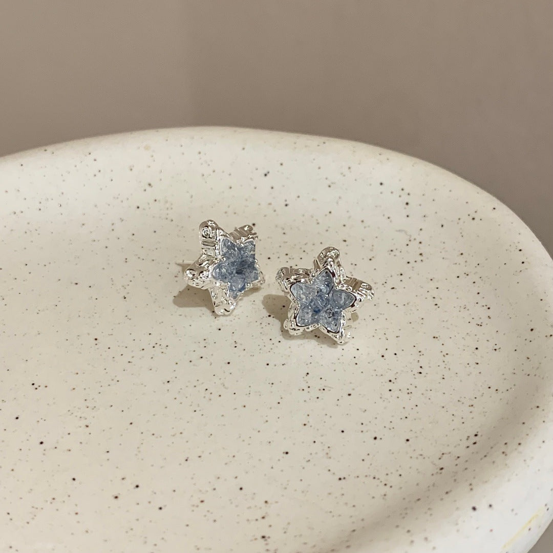 Women's Salt Mush Ice French Vacation Style Delicate Blue Crystal Rings
